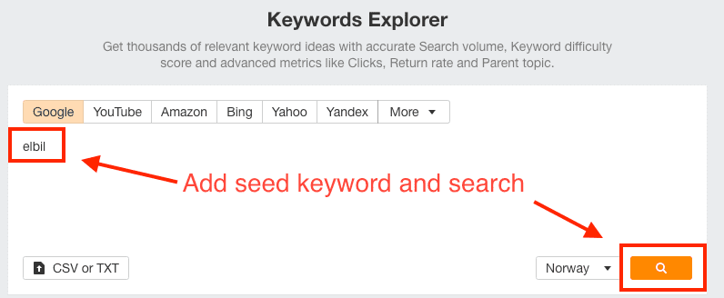 Ahrefs keywords explorer