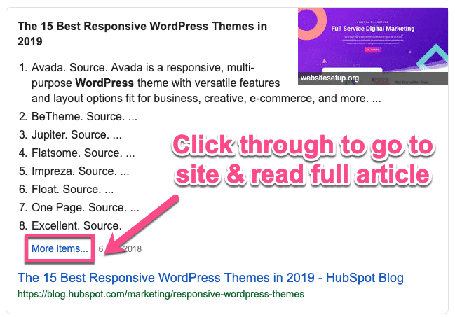 more items link featured snippet